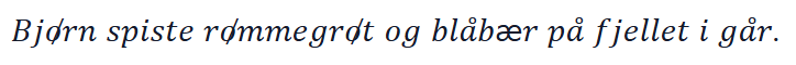 La phrase d'exemple en style Italique (Serif)
