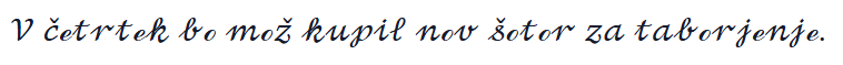 La phrase d'exemple en style Cursif