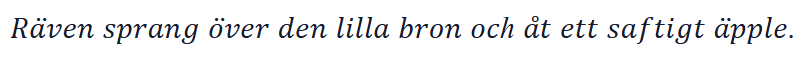 La phrase d'exemple en style Italique (Serif)