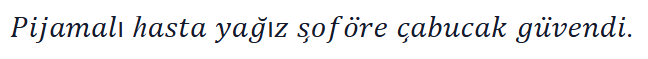 Kalimat contoh dalam gaya Miring (Serif)